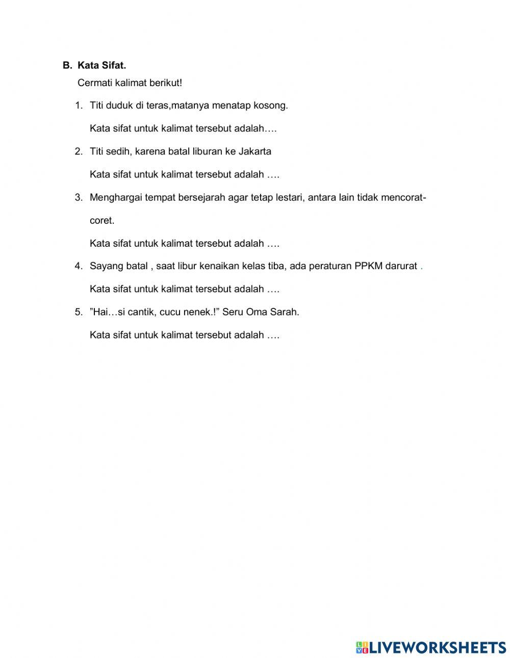 Kata Sifat dan Kata Benda