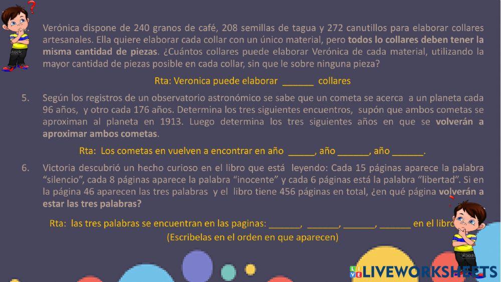 Solución problemas utilizando m.c.d y m.c.m