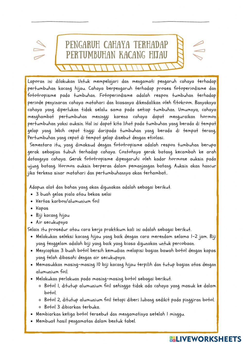 Teks Laporan Percobaan