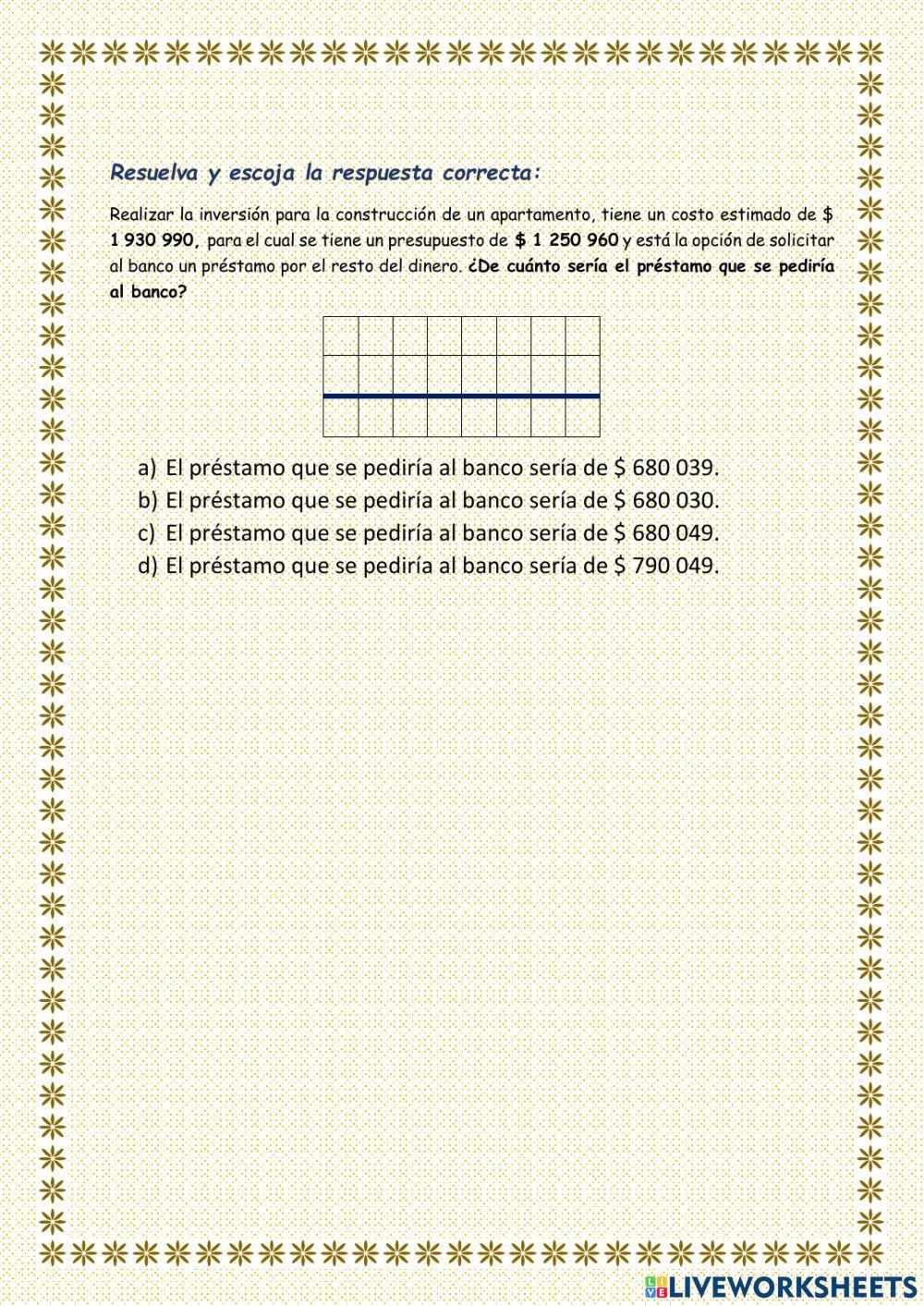 Adiciones y sustracciones con números de hasta ocho cifras
