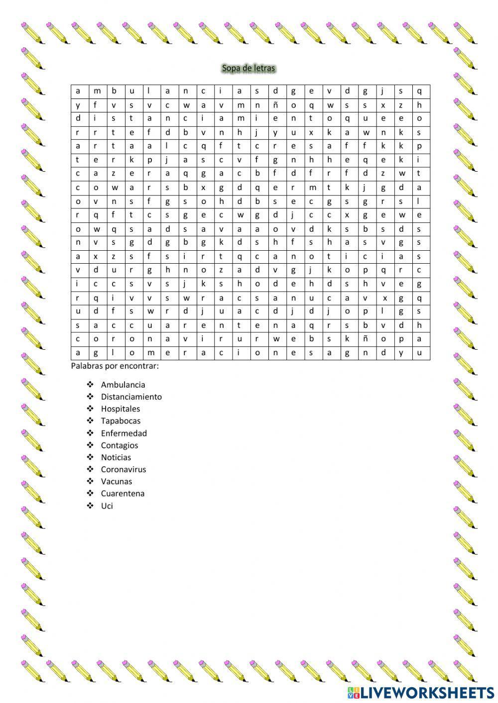 Sopa de letras, Exposición Castellano