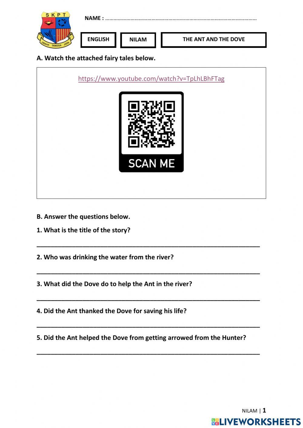 ENG NILAM Week 24 (25-29 JULY) THE ANT AND THE DOVE