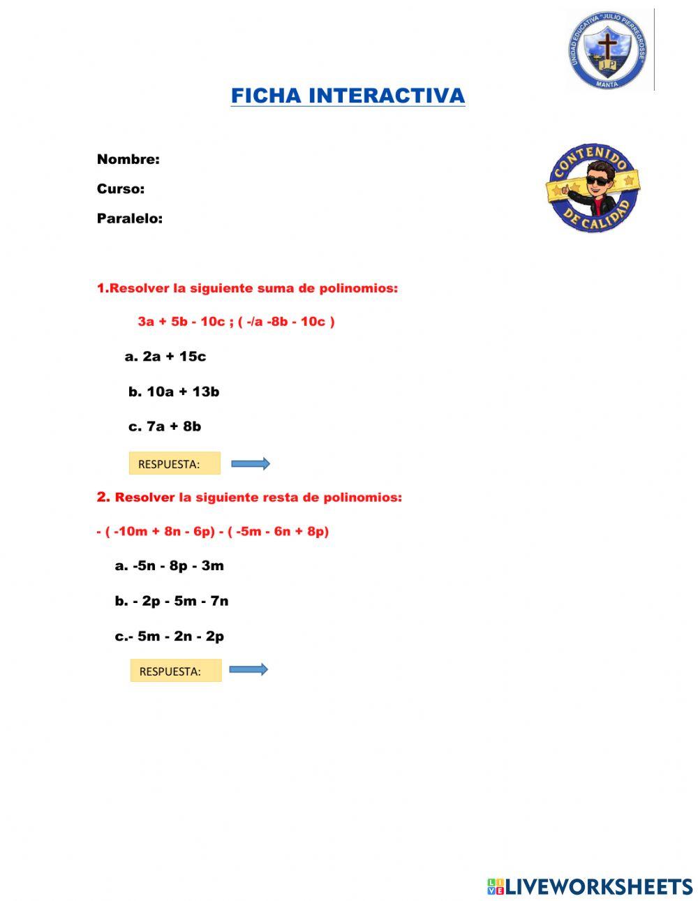 Suma y resta de polinomios