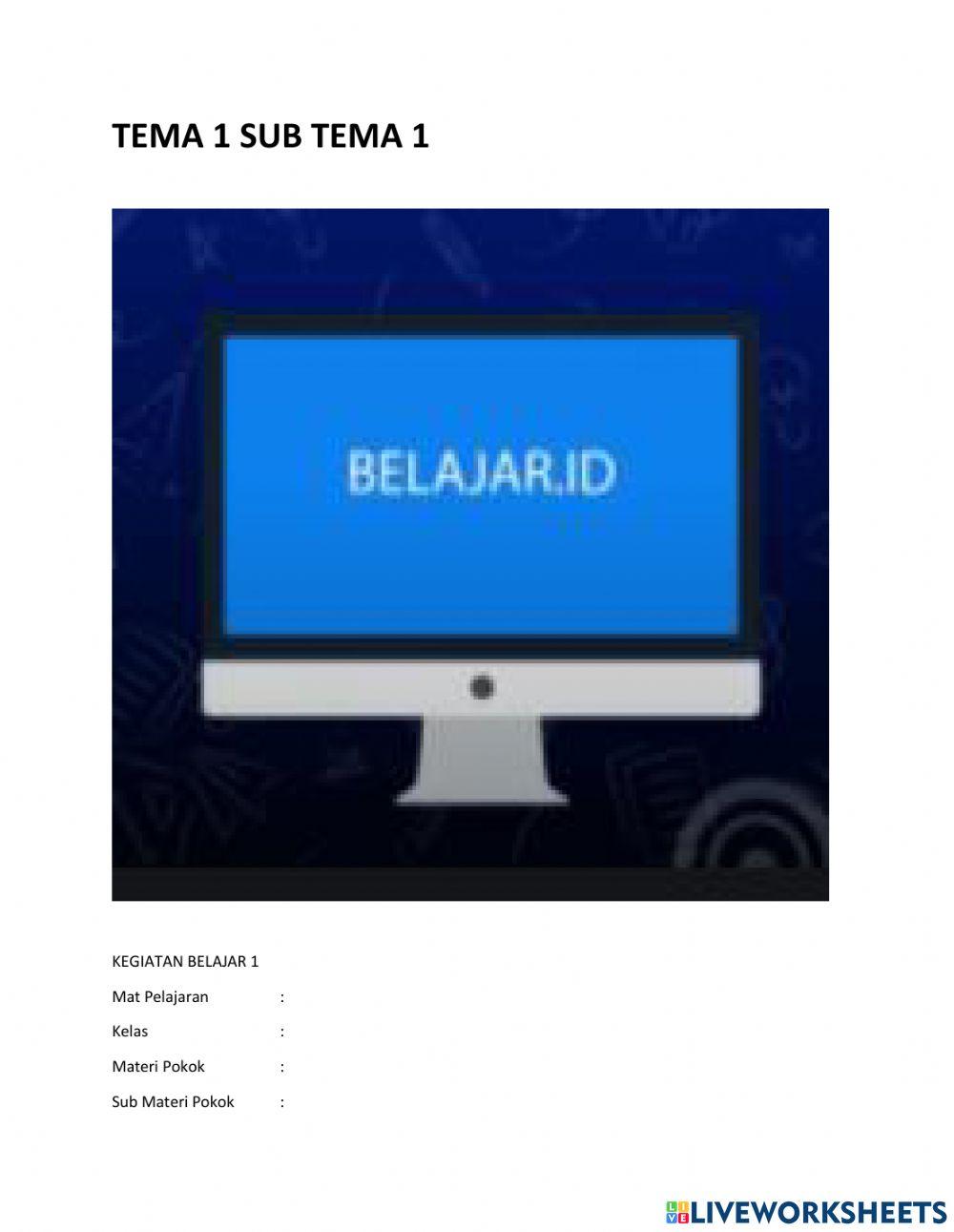LKPD Tema 1 Sub Tema 1