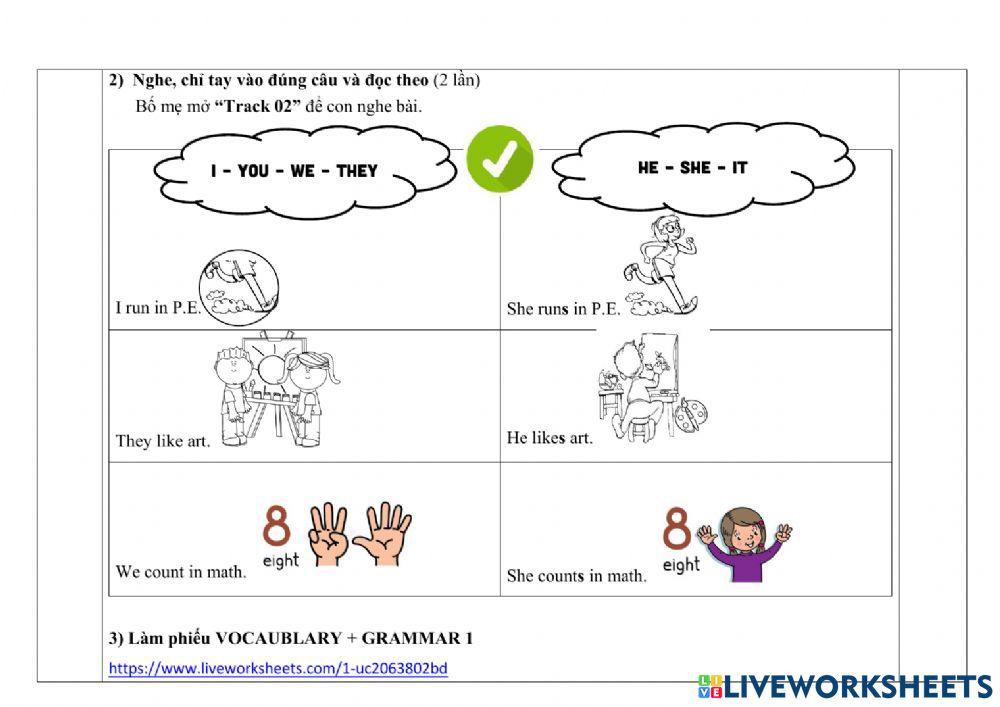 Phiếu giao bài Tiếng Anh tuần từ 02 đến 06.8