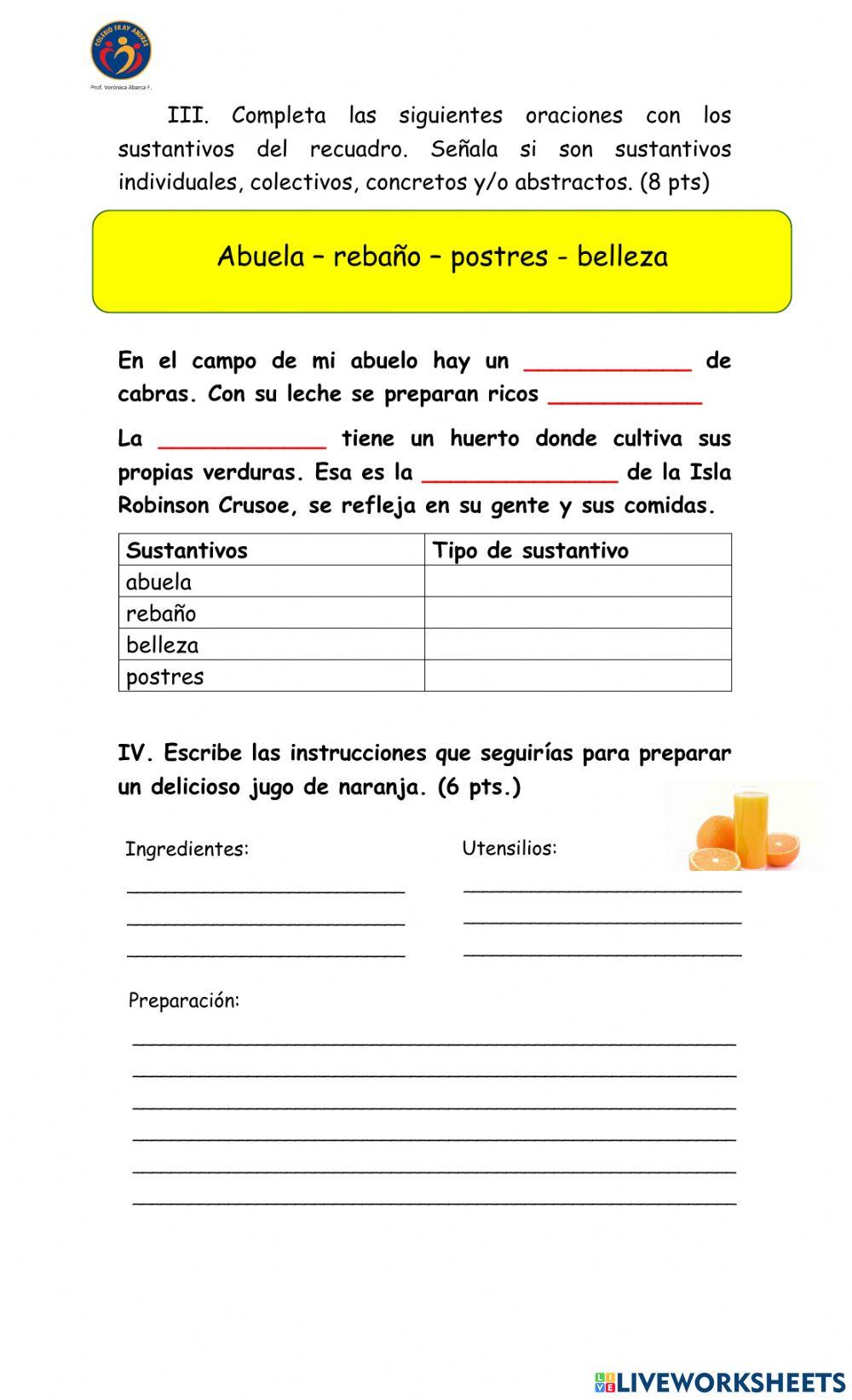 Evaluación de lenguaje Unidad 2 Evaluación de lenguaje Unidad 2