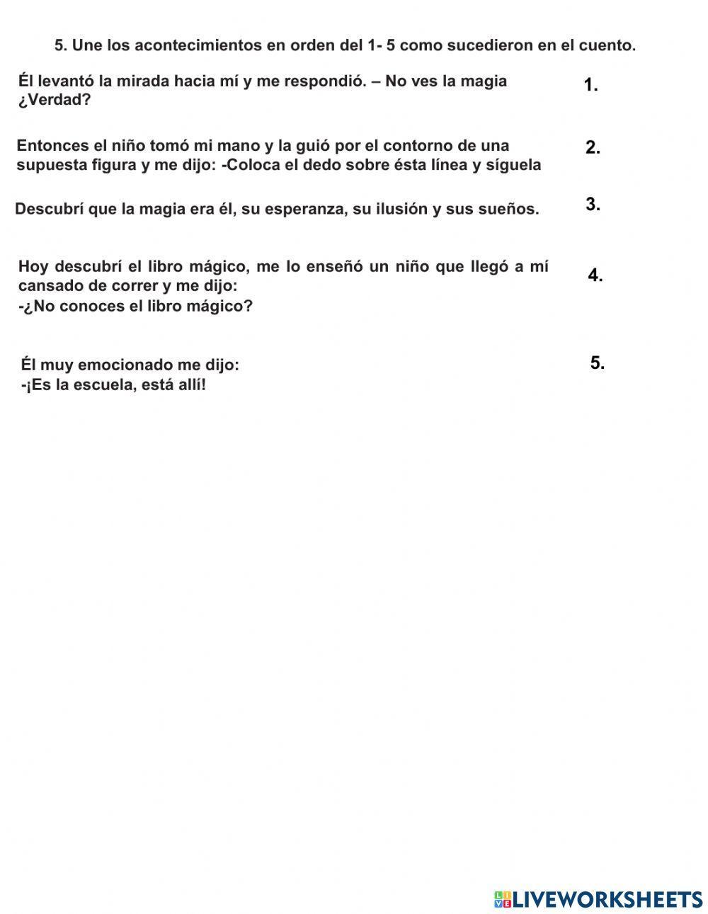 Comprensión lectora -El libro mágico-