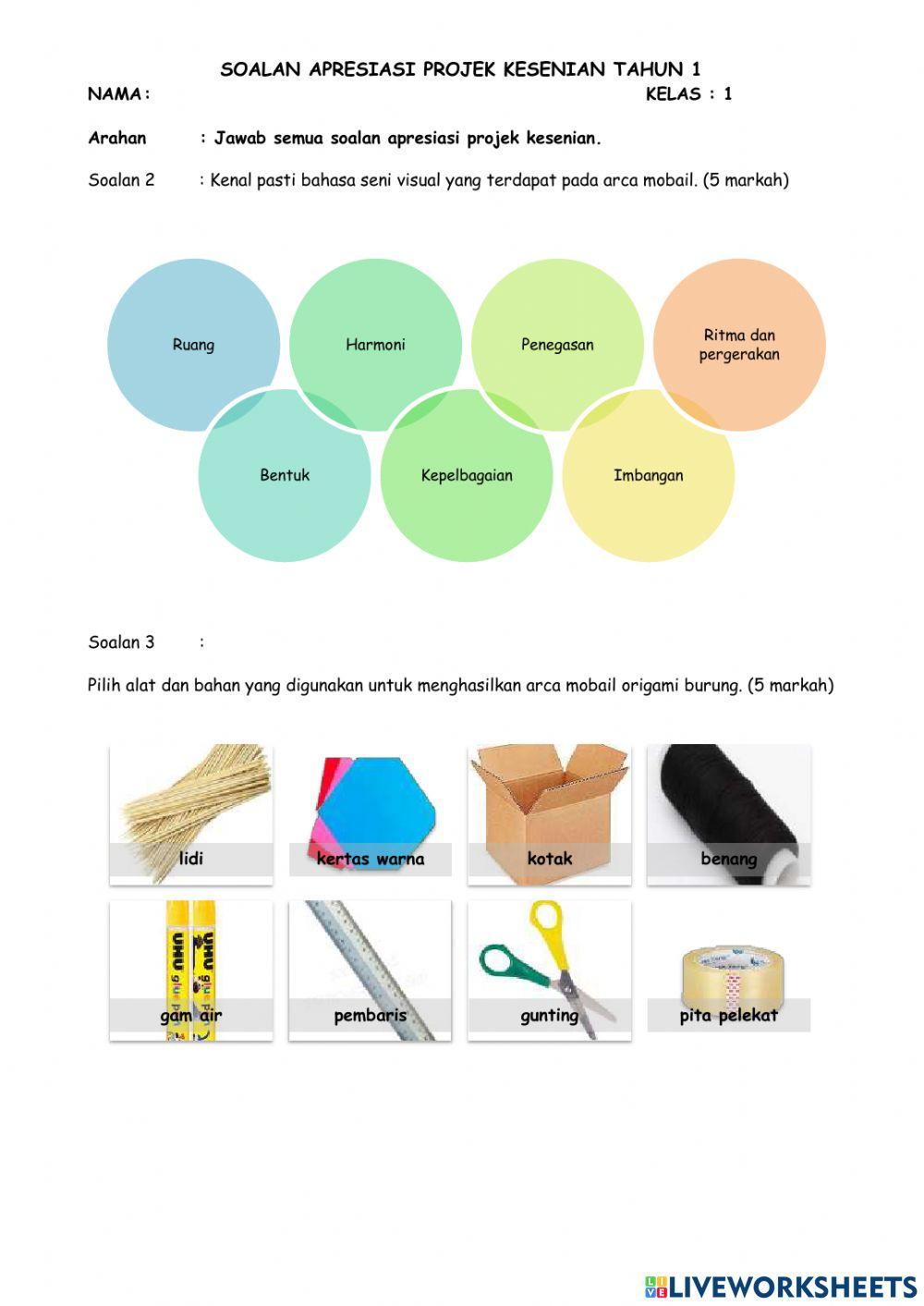 Projek Kesenian Bahagian B1 Tahun 1