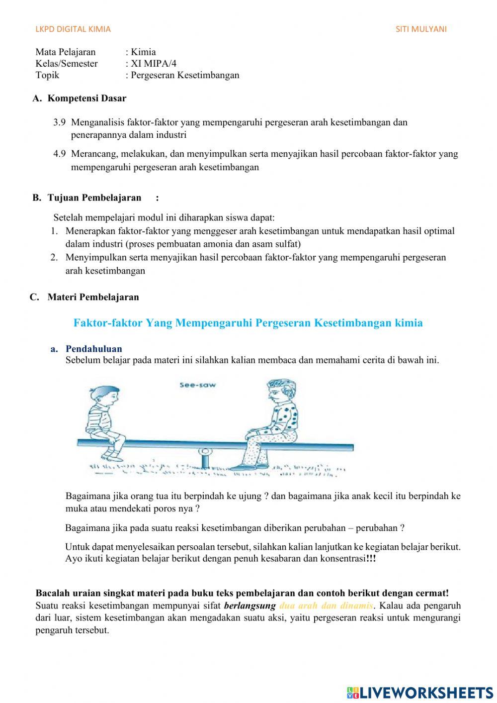 Pergeseran Kesetimbangan