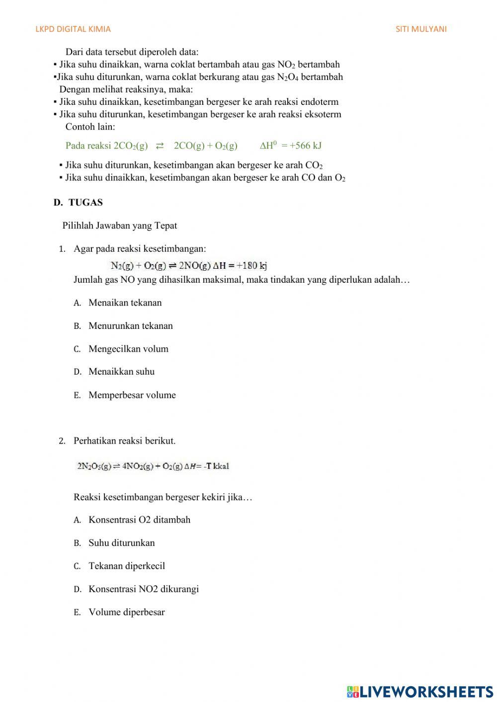 Pergeseran Kesetimbangan