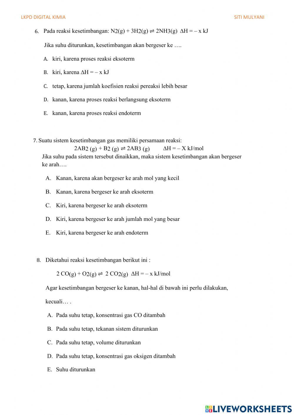 Pergeseran Kesetimbangan