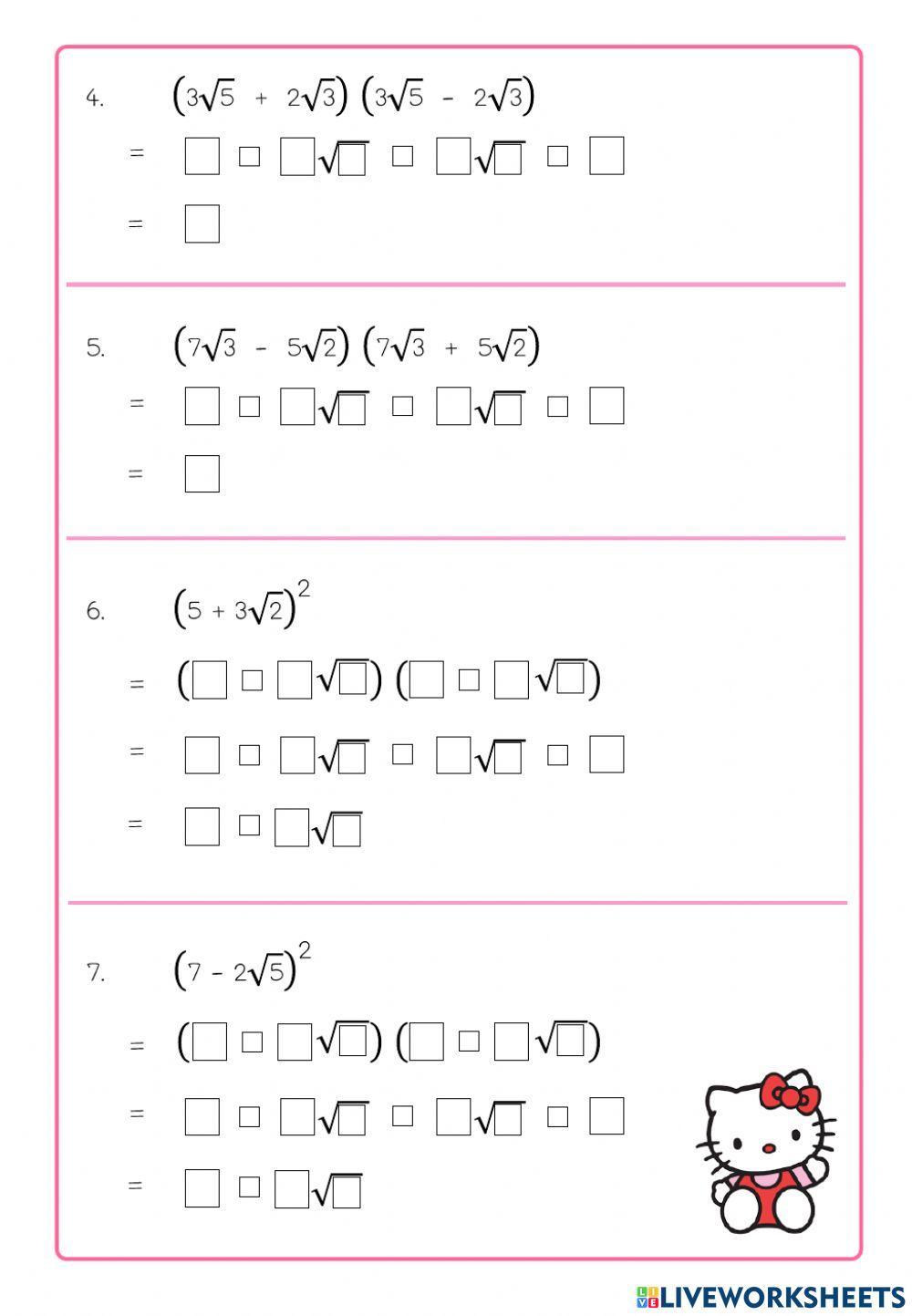 ใบงานการหาผลคูณผลหารของรากที่ n (1)
