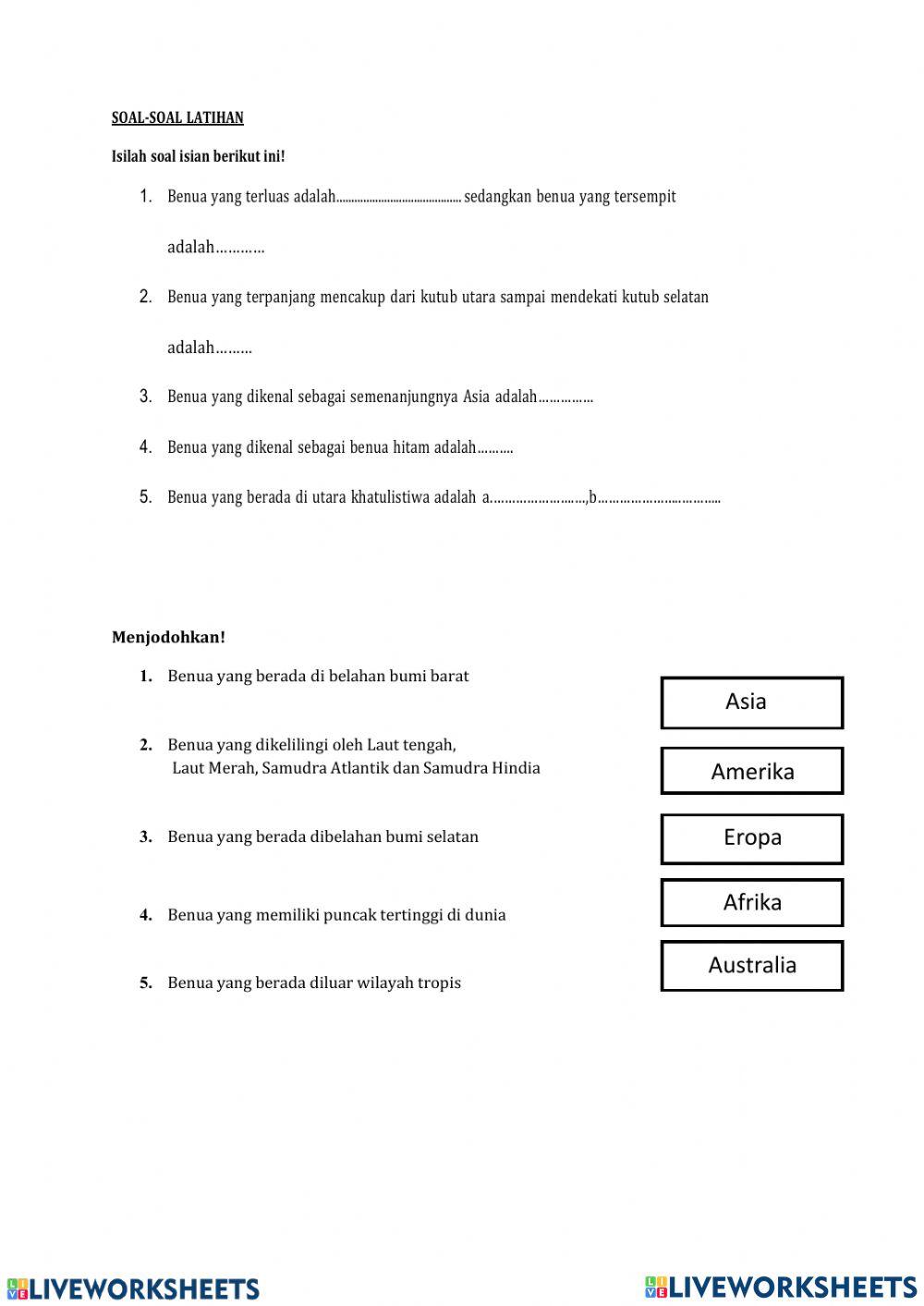 Letak dan Luas Benua Asia dan Benua lainnya