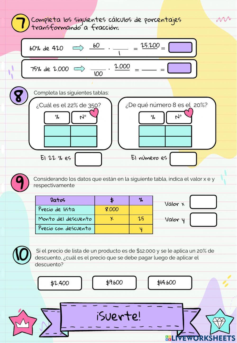 Guía de Resumen: Porcentajes