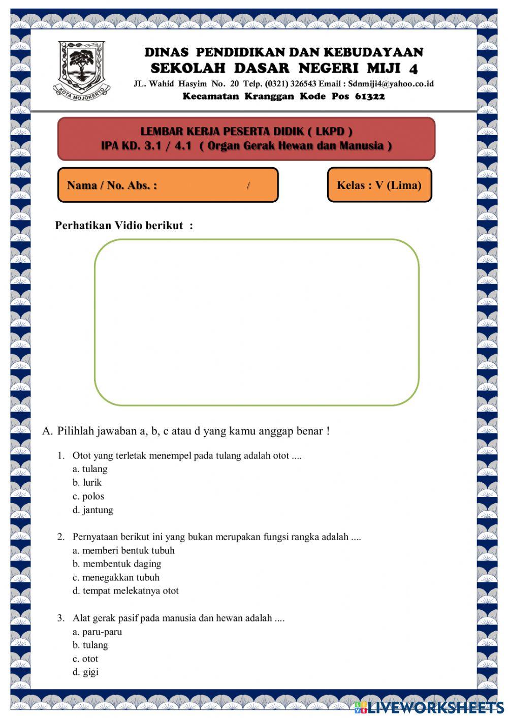 Organ Gerak Manusia dan Hewan