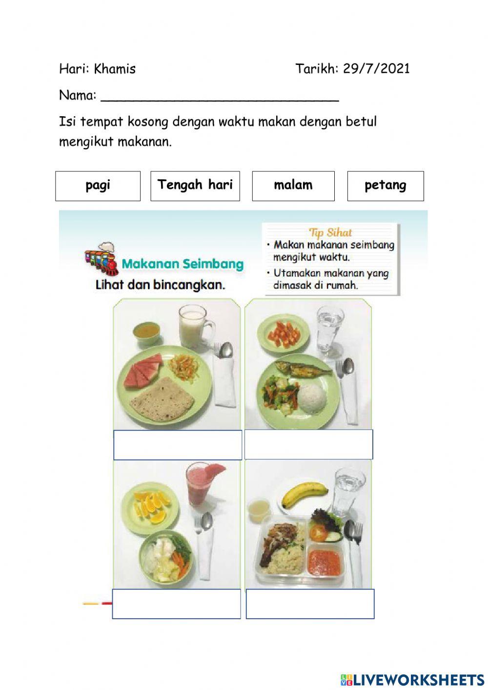 Seret jawapan dan letakkan di petak dengan betul