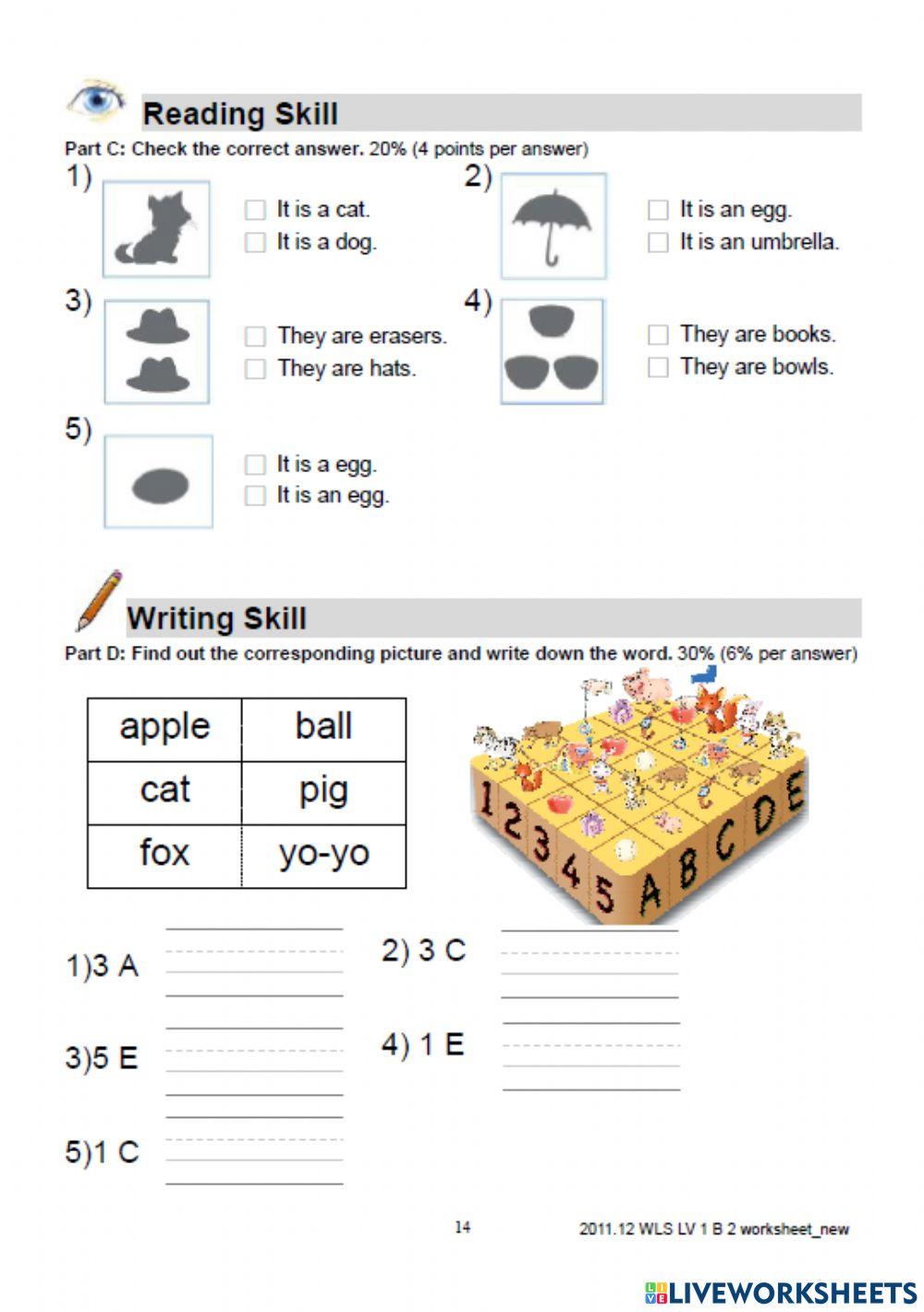 WLS 1 BK 2 L7 Writing worksheet | Live Worksheets