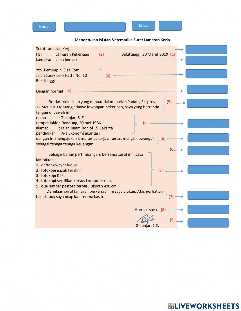 Sistematika Surat Lamaran Kerja