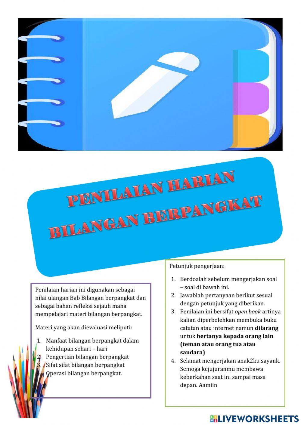 Penilaian harian bilangan berpangkat