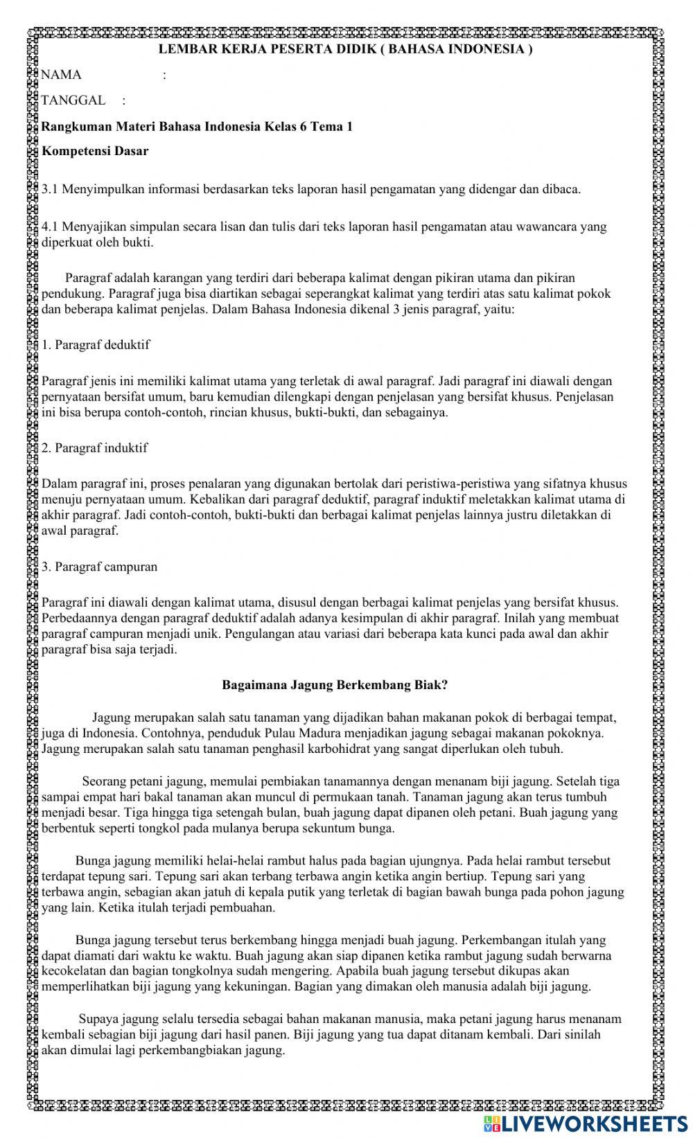 LKPD Bahsa Indonesia tema 1