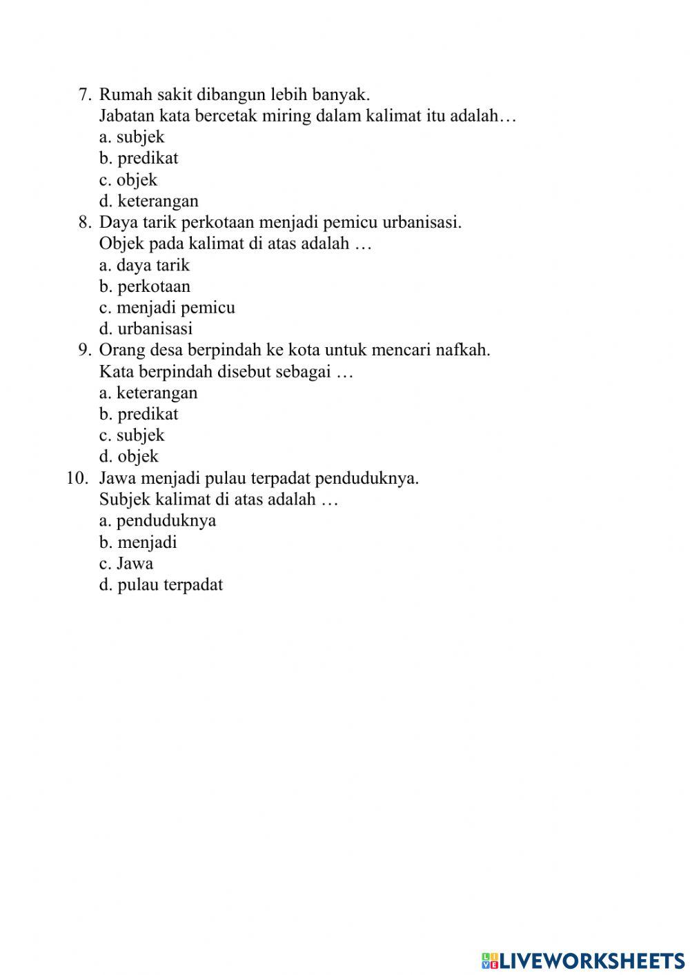 Latihan Struktur Kalimat