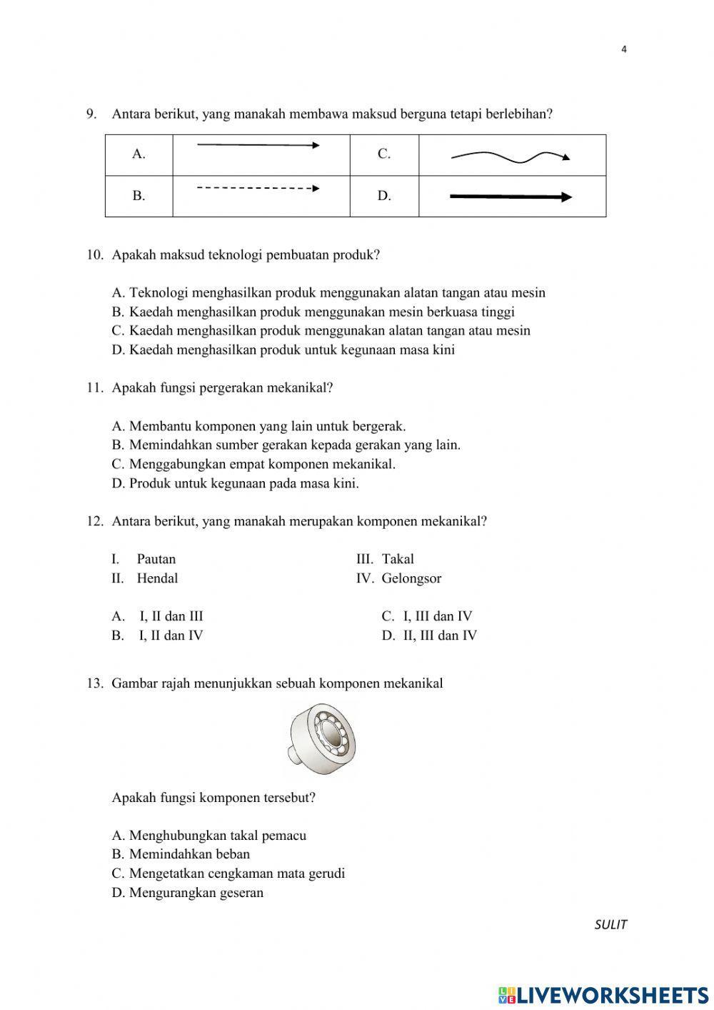 BAHAGIAN A RBT TINGKATAN 2 PEPERIKSAAN PERTENGAHAN TAHUN 2021