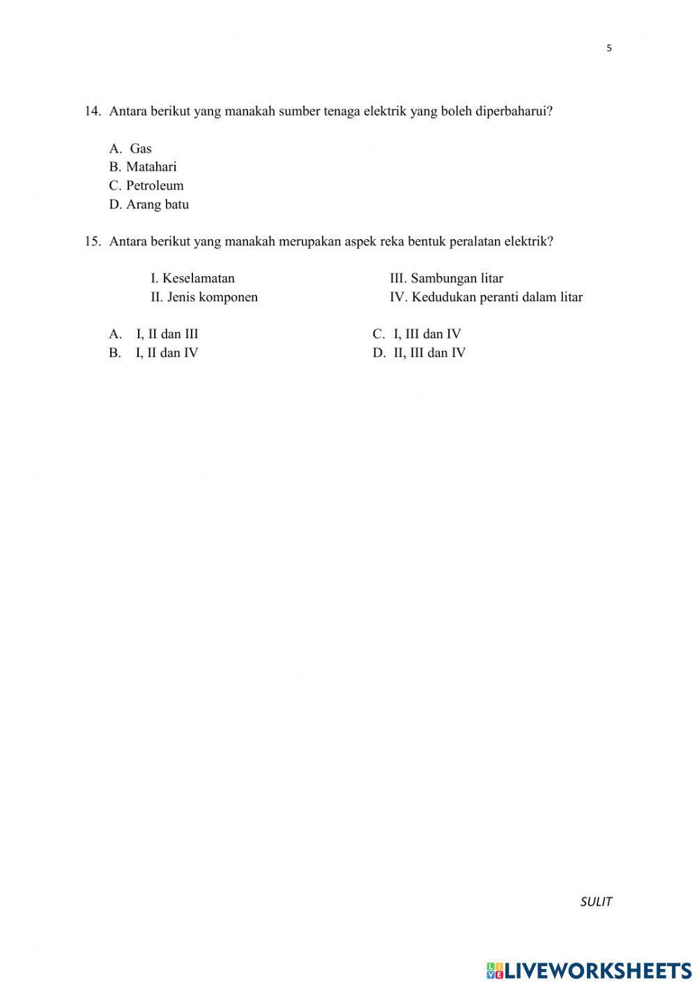 BAHAGIAN A RBT TINGKATAN 2 PEPERIKSAAN PERTENGAHAN TAHUN 2021