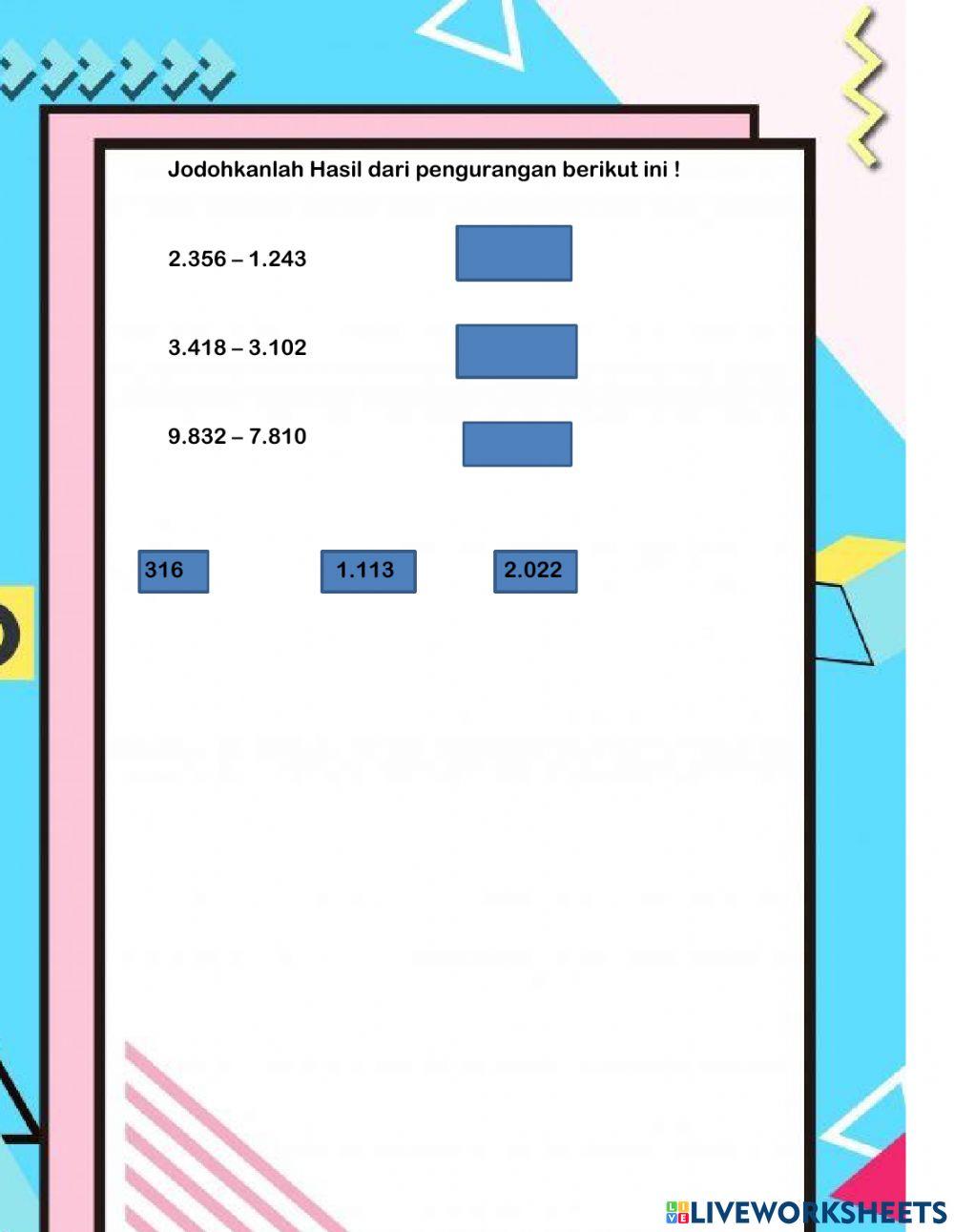 Pengurangan bilangan ribuan