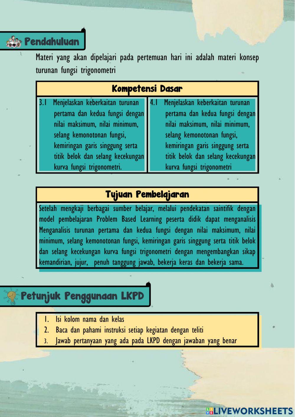 Lkpd turunan fungsi trigonometri - pelatihan e-guru