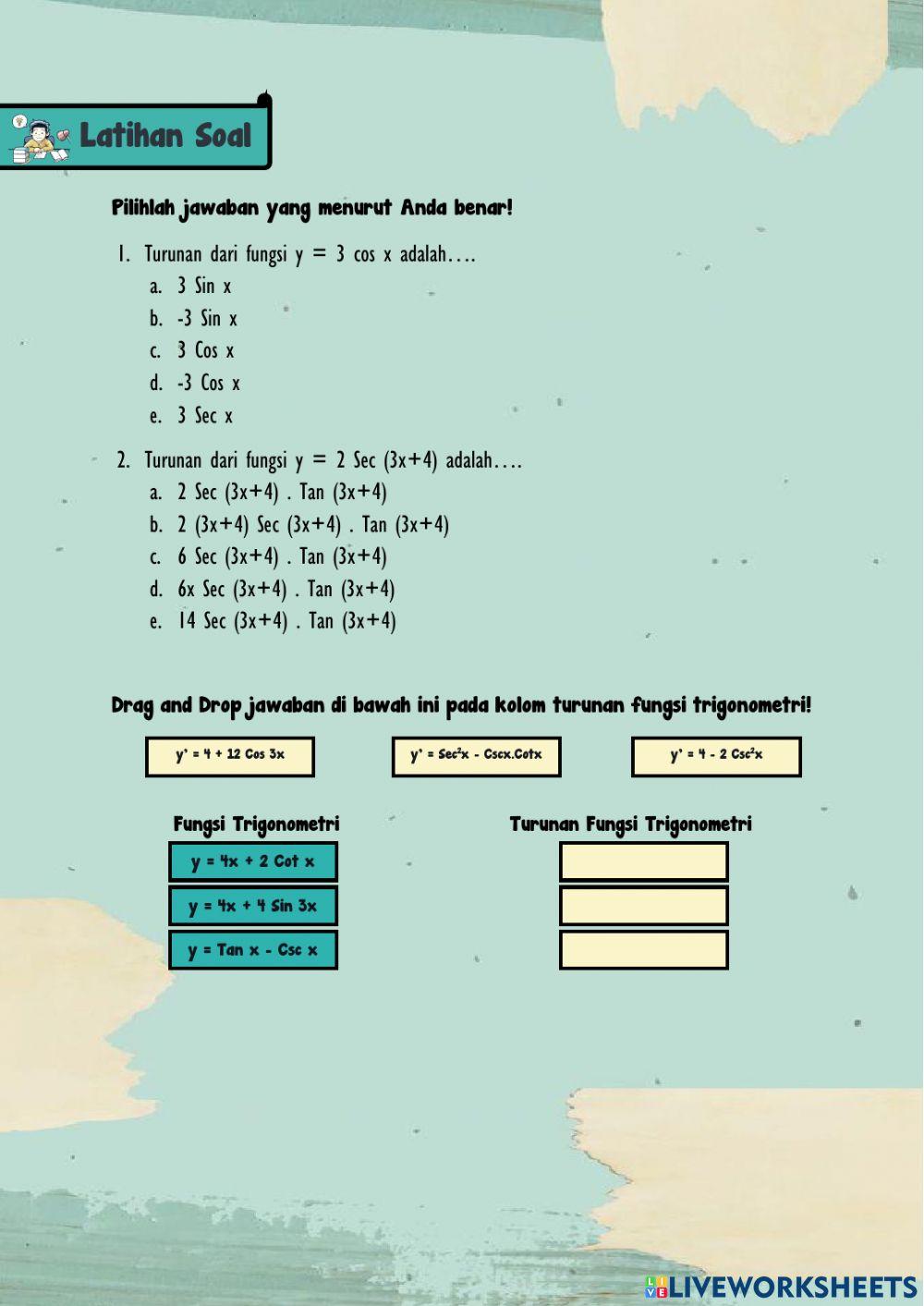 Lkpd turunan fungsi trigonometri - pelatihan e-guru