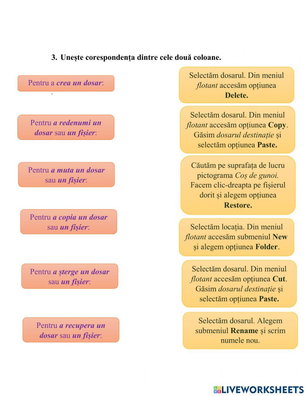 Operații cu fișiere și dosare