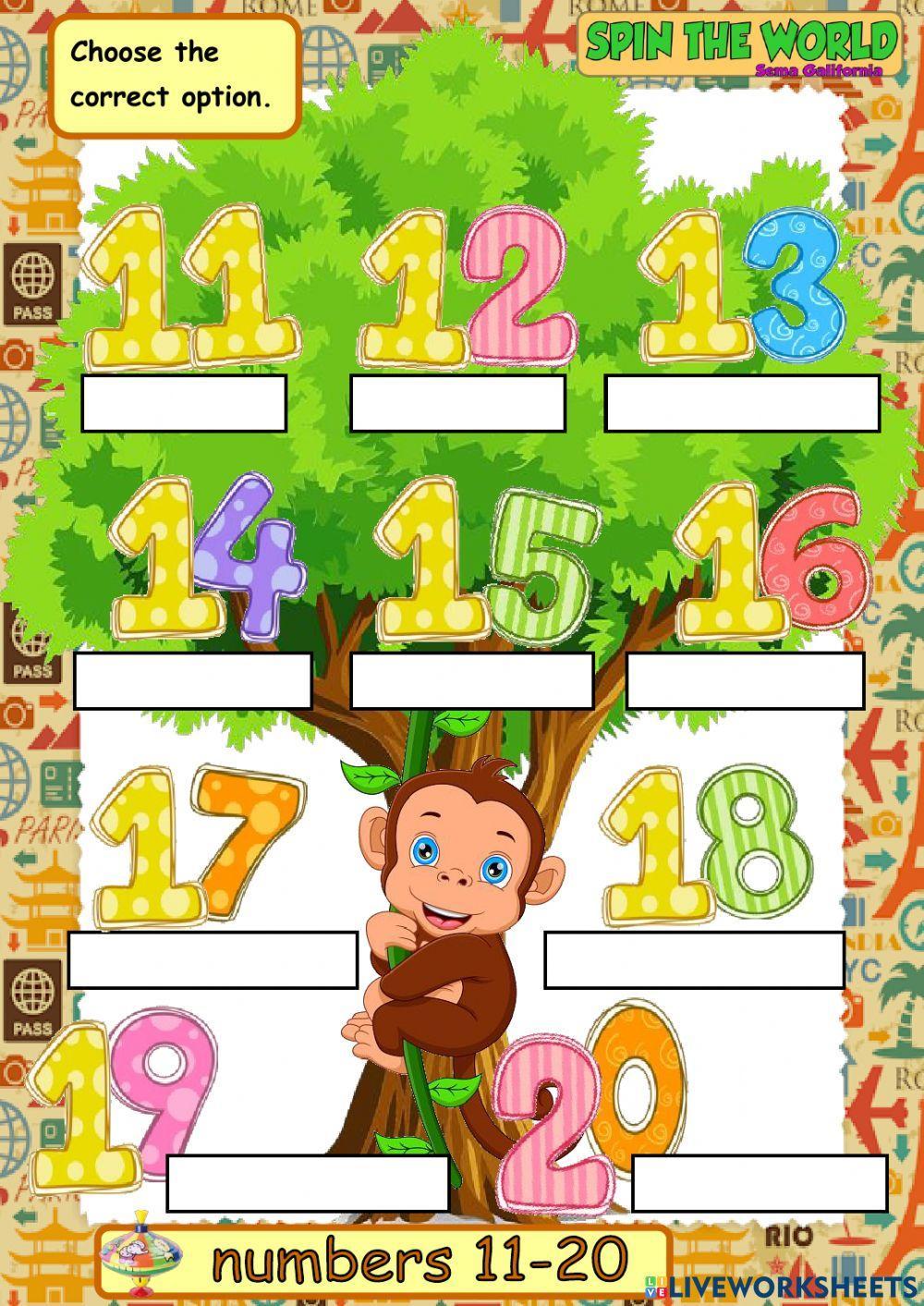 Numbers from 11 up to 20
