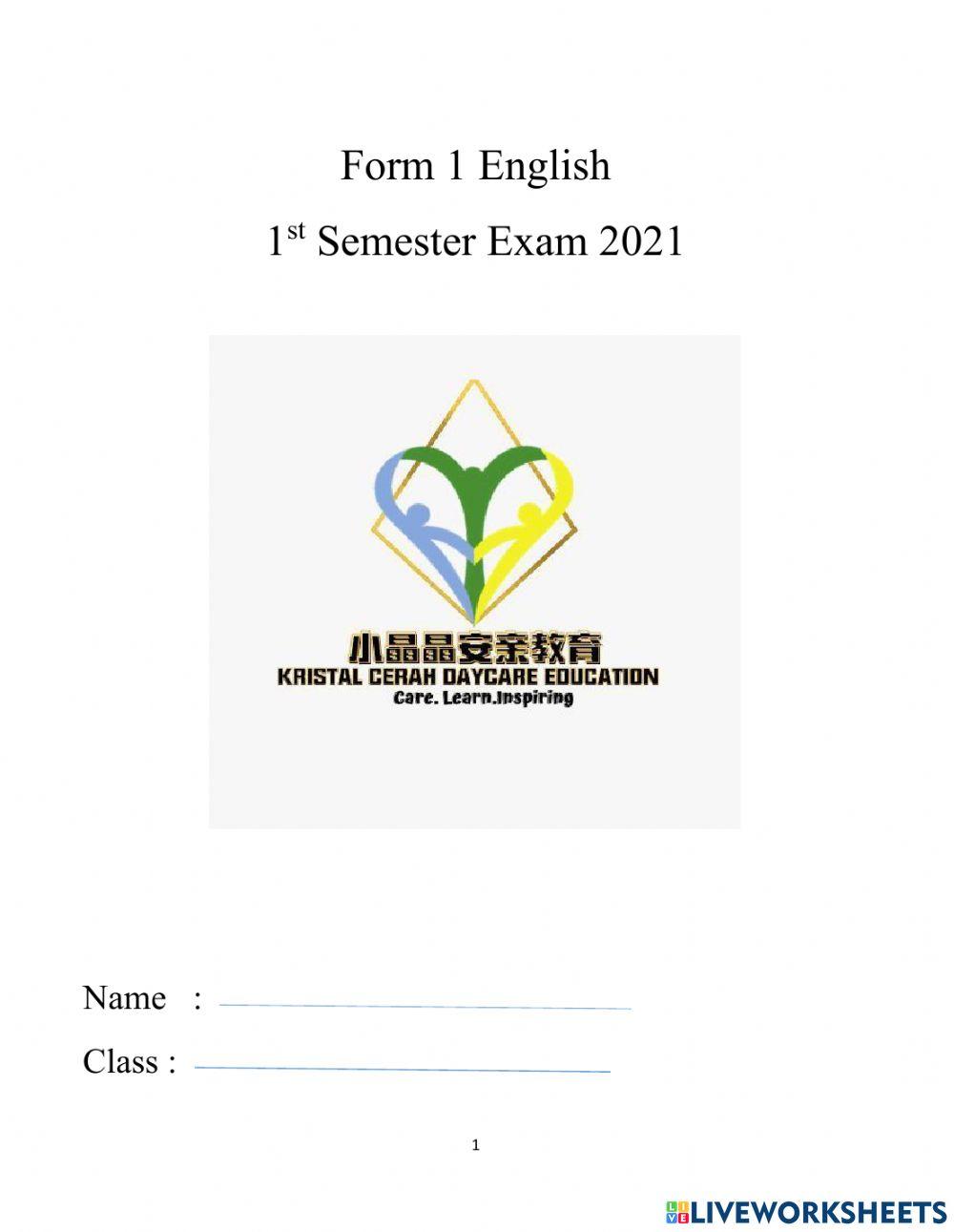 Form 1 English Sem 1 