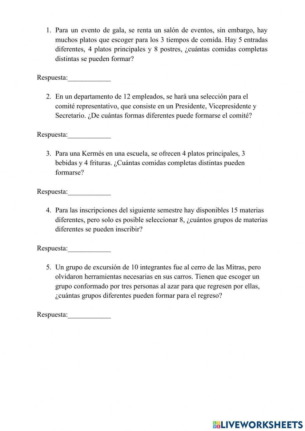 Combinaciones y Permutaciones