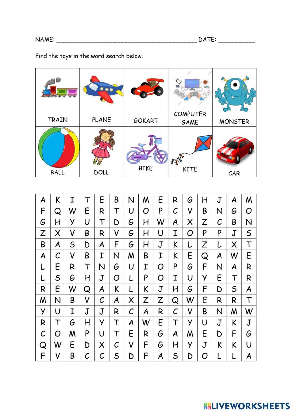 Year 1 unit 2: lets play (word search)