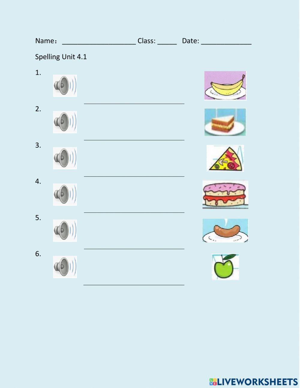Spelling Unit 4.1 Lunchtime
