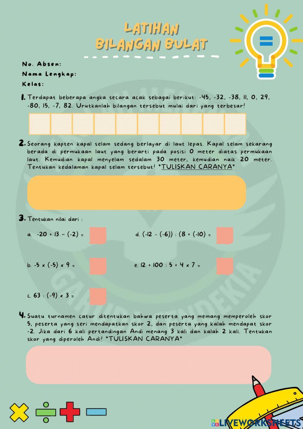 Latihan Bilangan Bulat