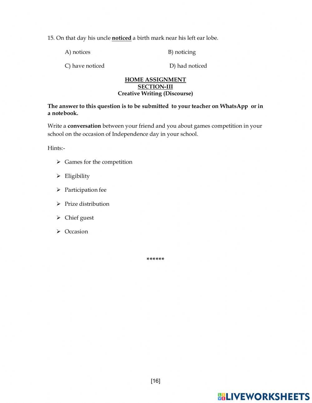 Worksheet 4 exercise for grade 7 | Live Worksheets
