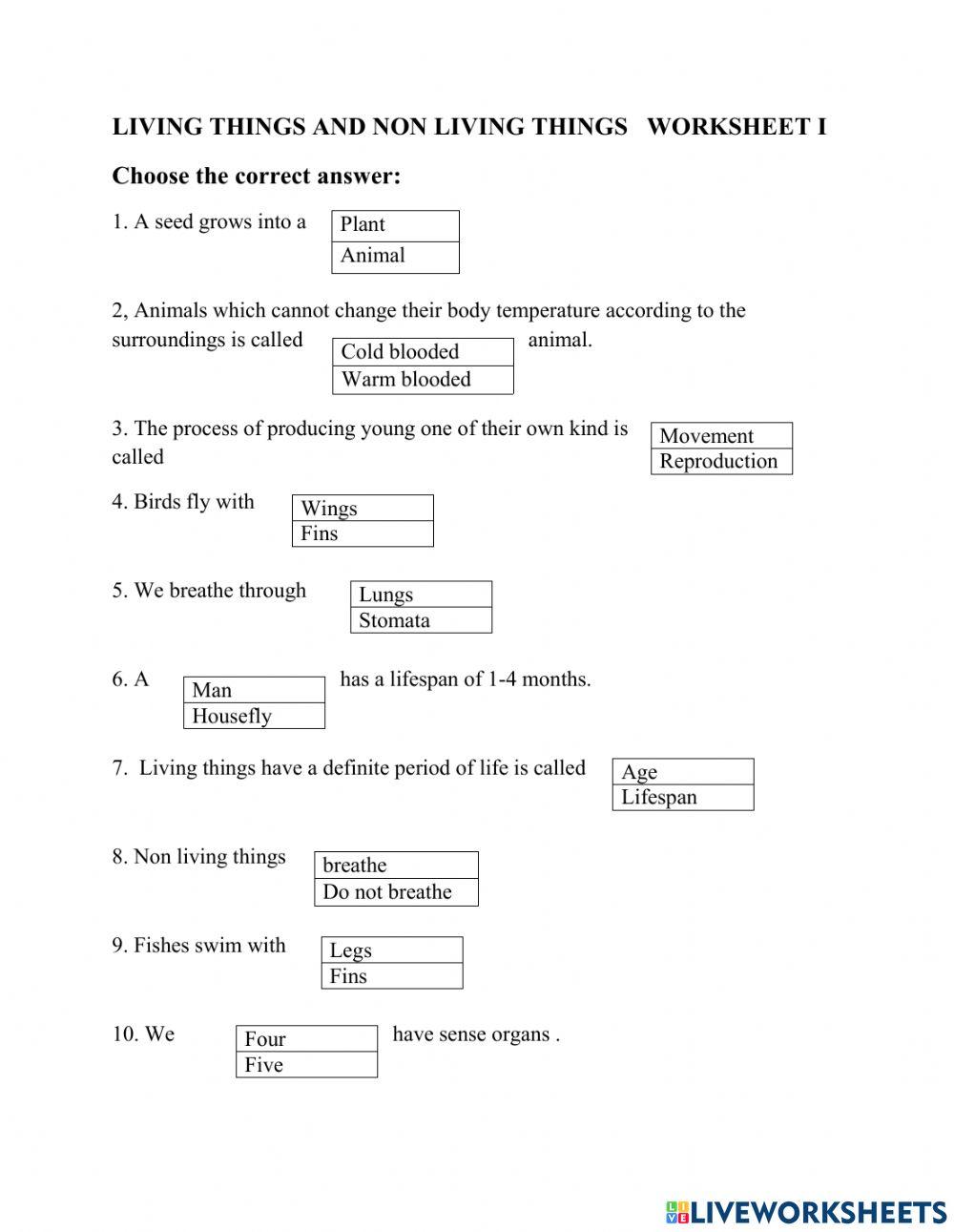 Living things and nonliving things