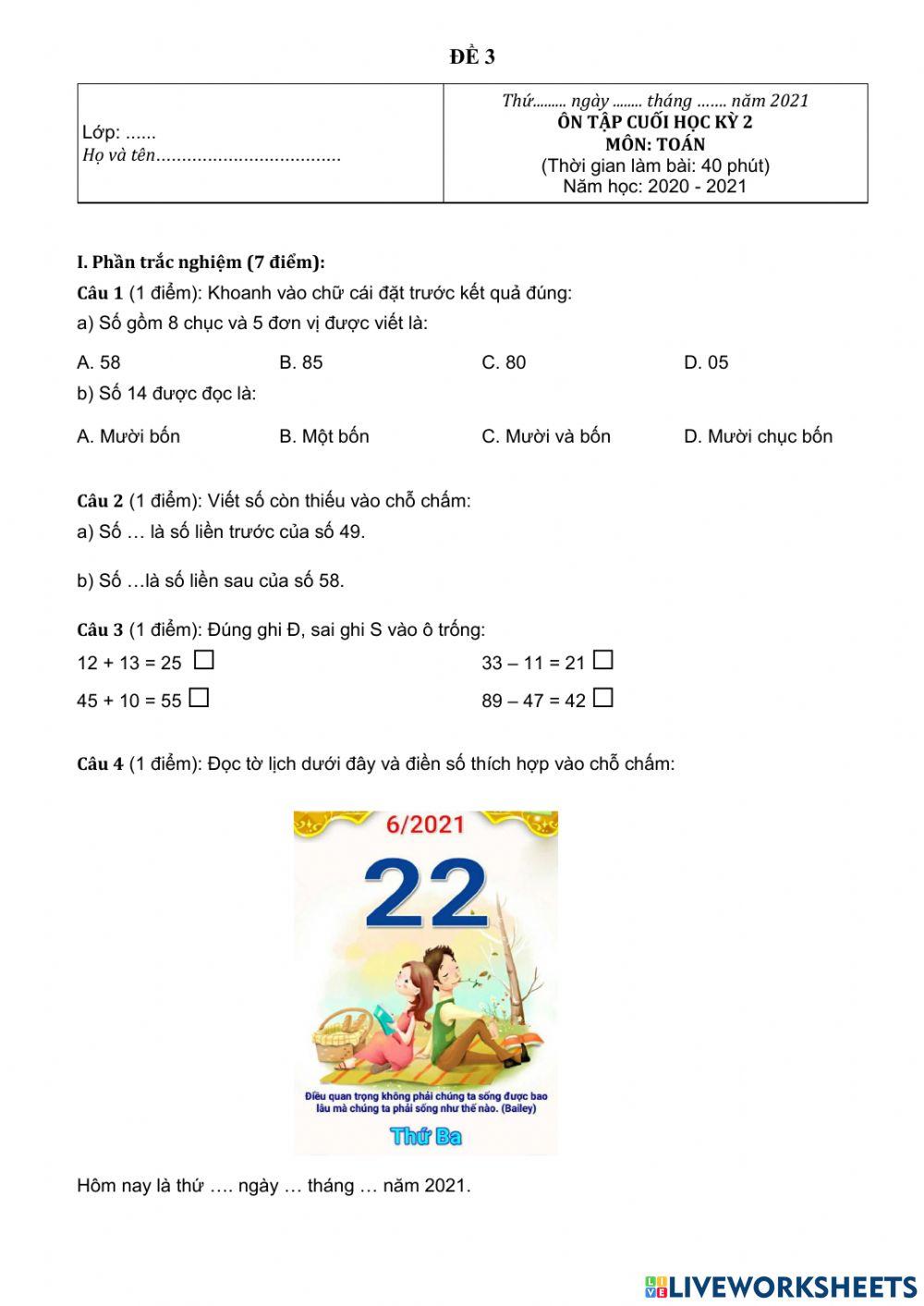 Ôn tập toán-bài 2