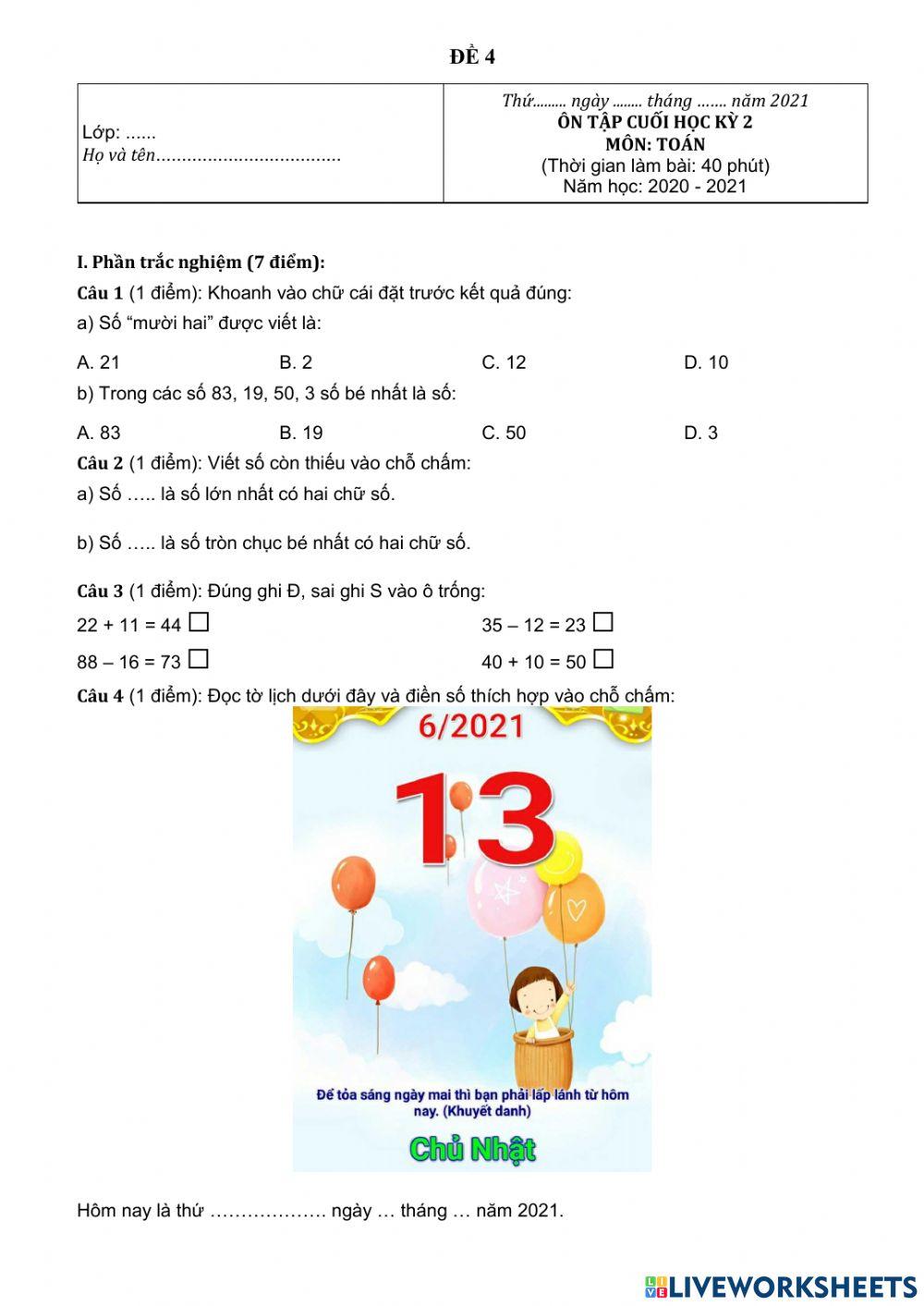 Ôn tập toán-bài 2