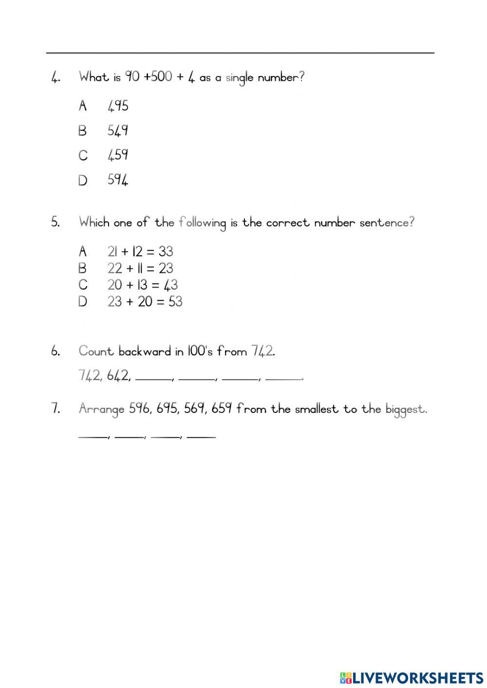 Math exam paper part 1