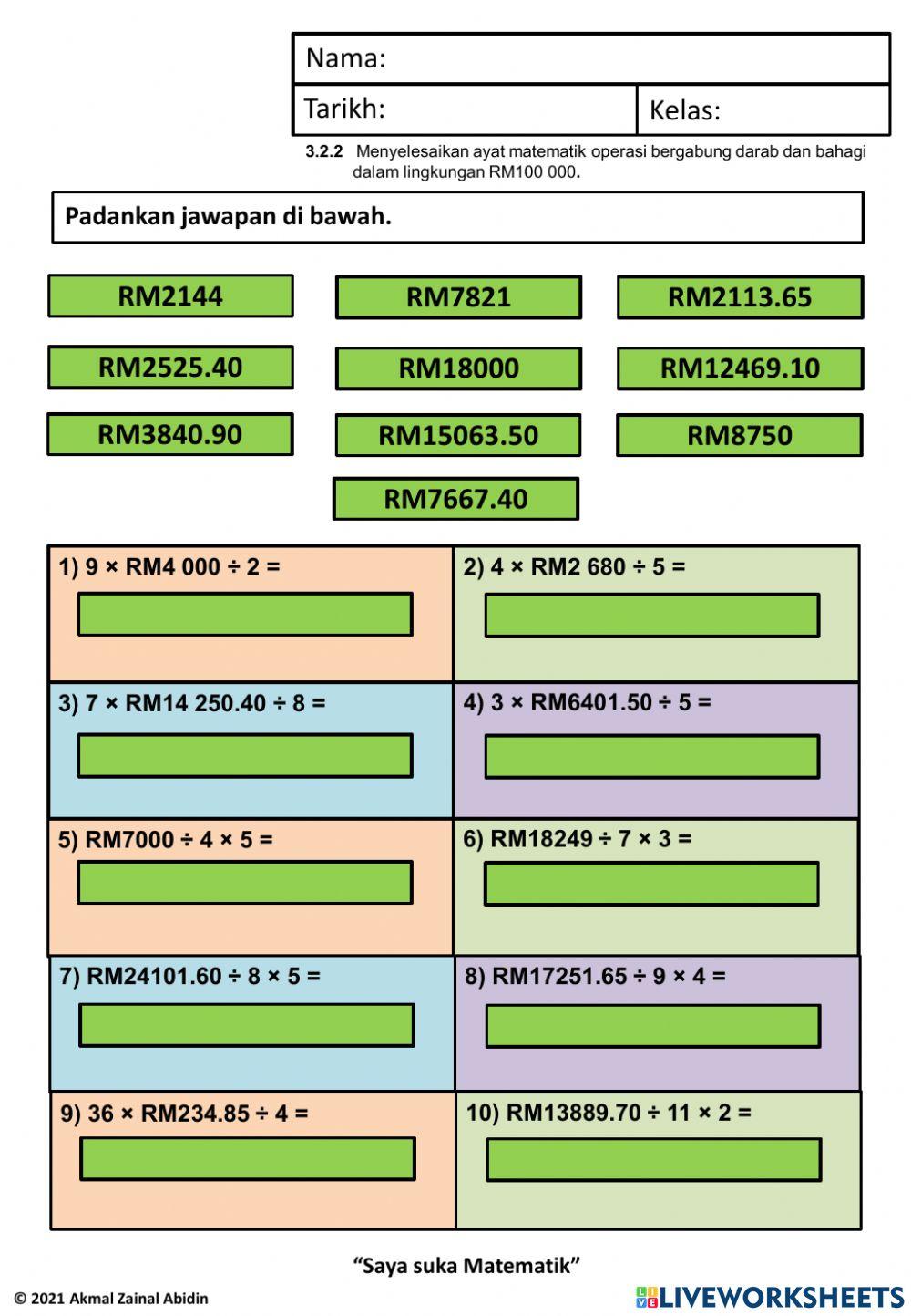 3.2.2 Operasi Bergabung Darab dan Bahagi