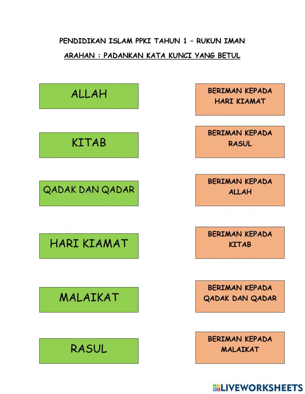Rukun Iman Online Worksheet For Kindergarten You Can Do The Exercises Rukun Iman Online Worksheet For Kindergarten You Can Do The Exercises