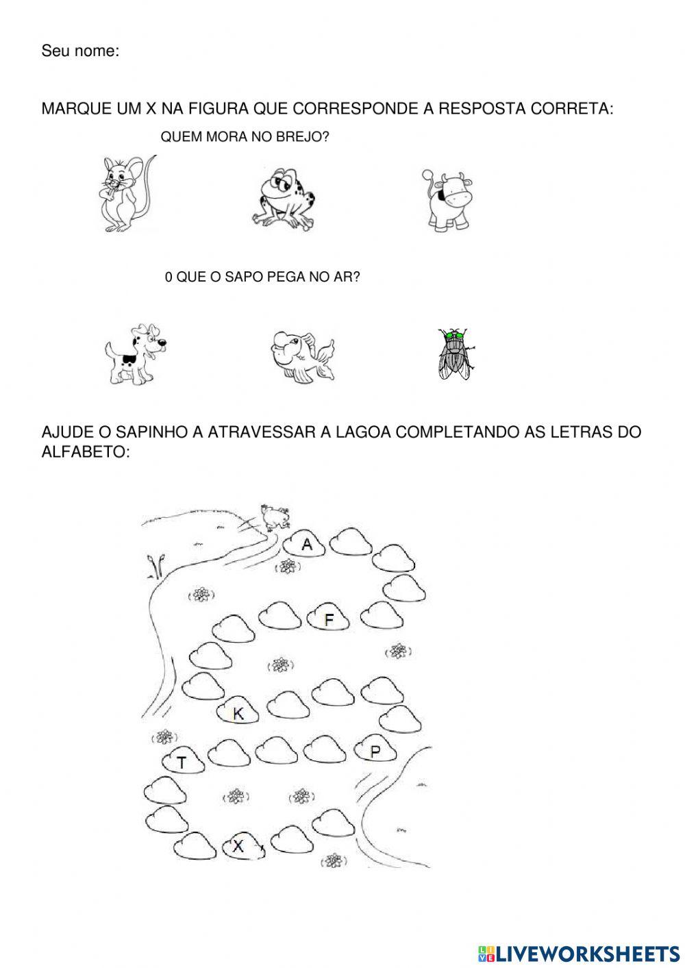 Brincadeiras e jogos  - alfabeto E BICHOS