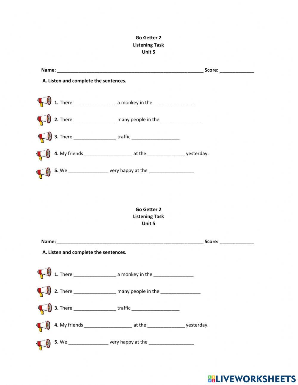 Go Getter 2 Listening Task Unit 5