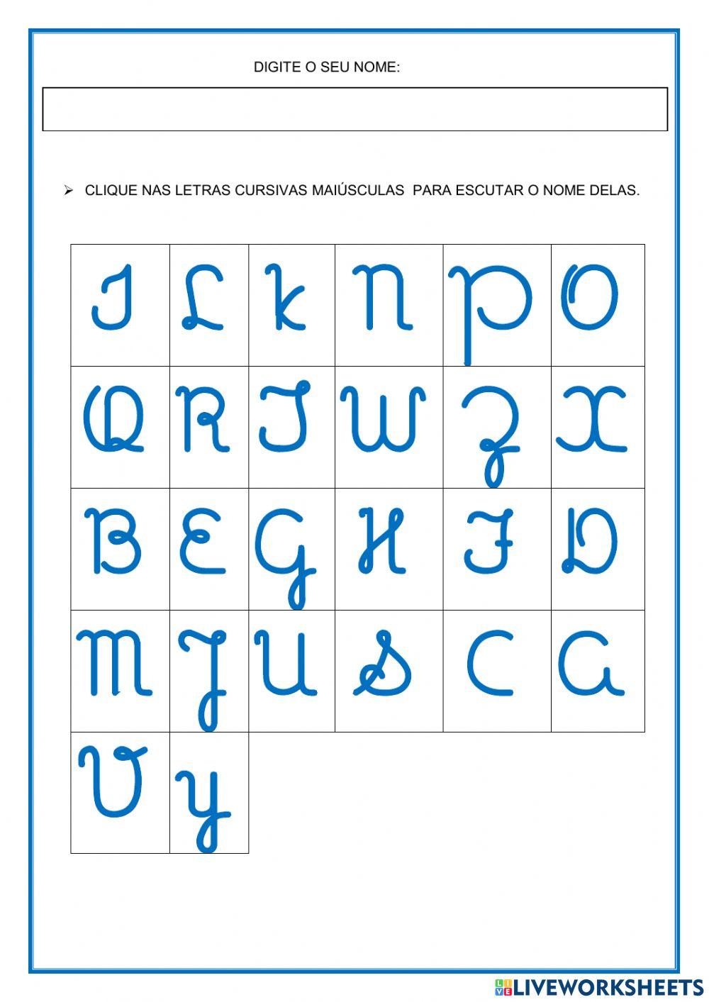Letras cursivas maiusculas