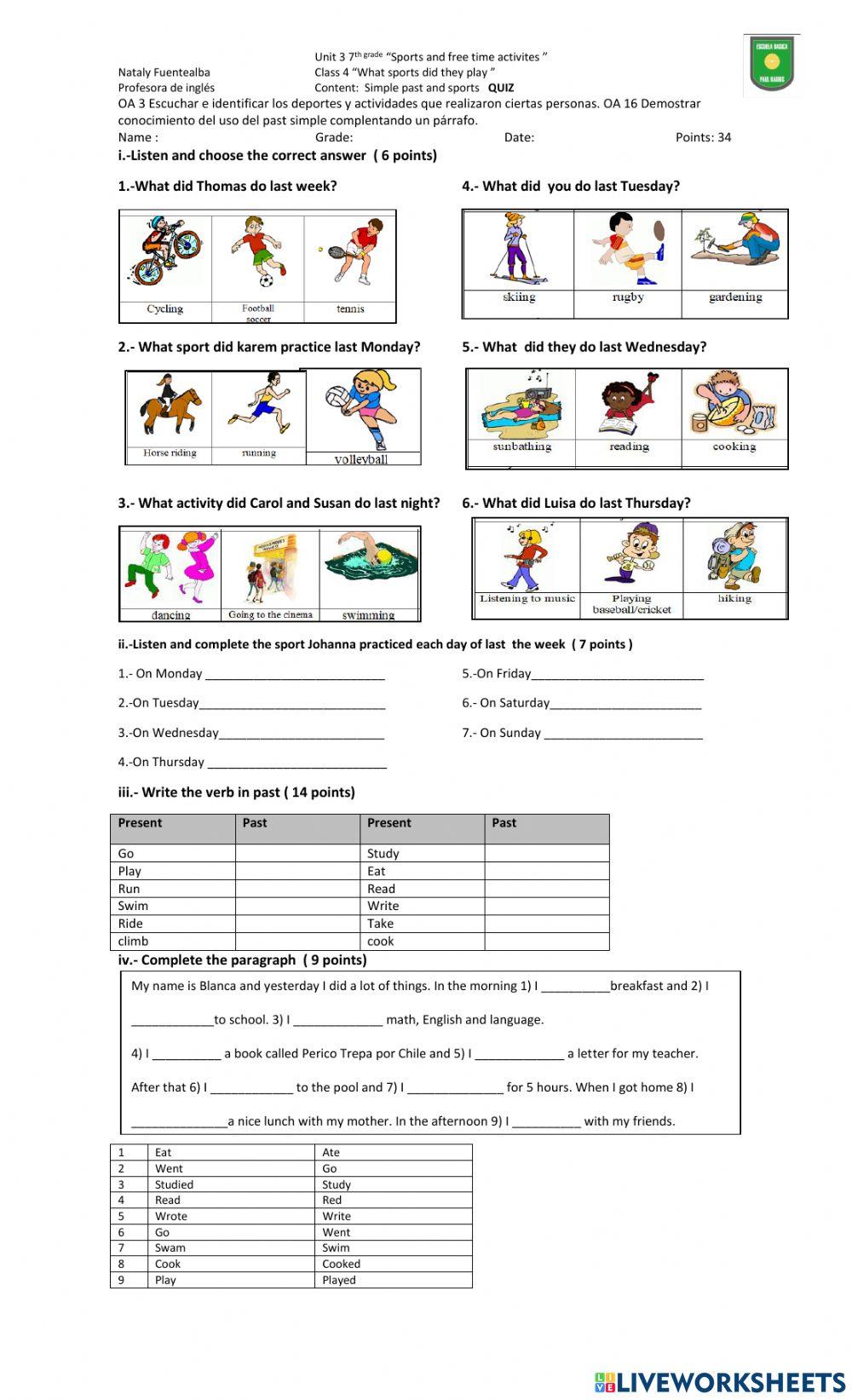 Class 4 unit 3 7th grade