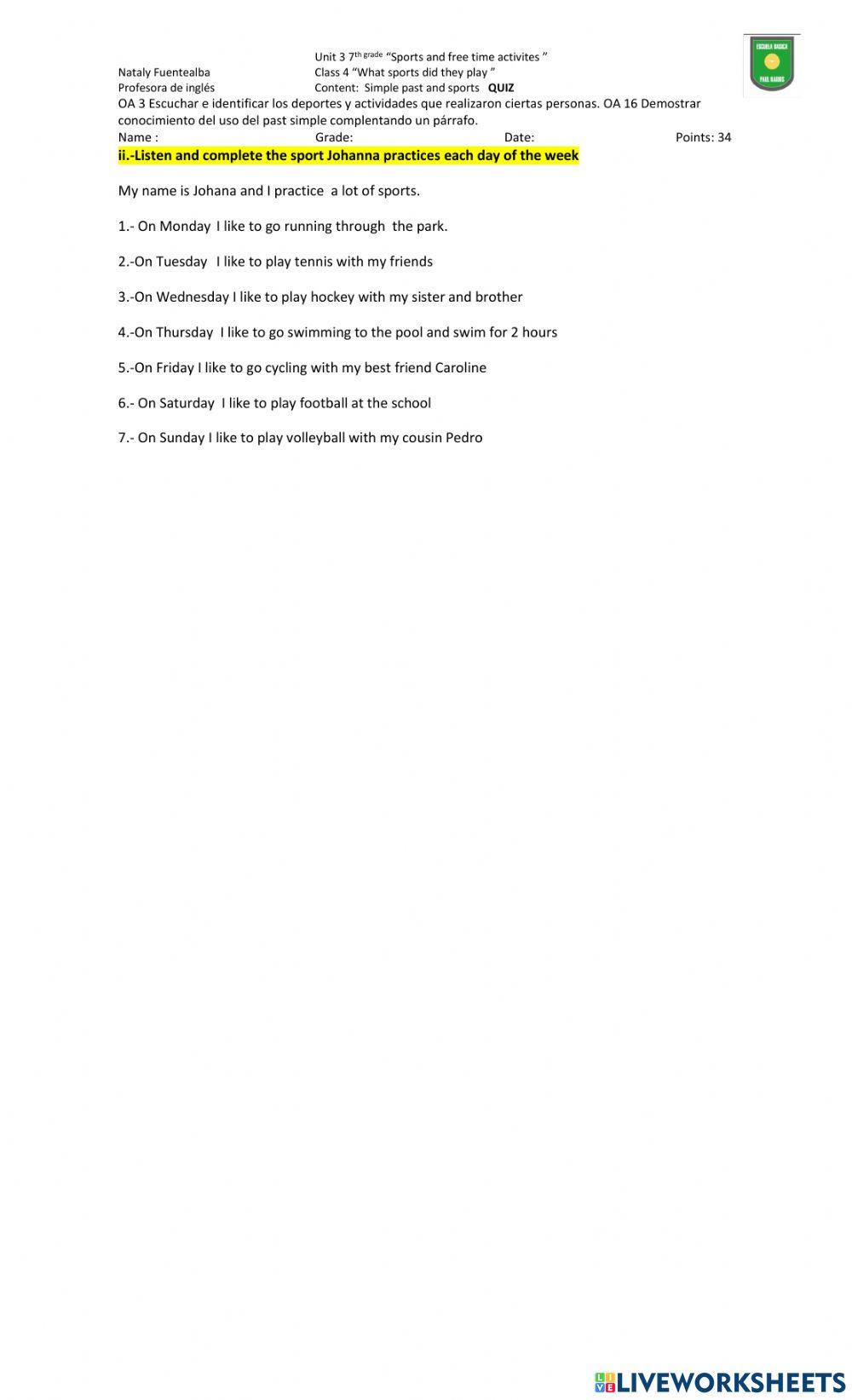 Class 4 unit 3 7th grade