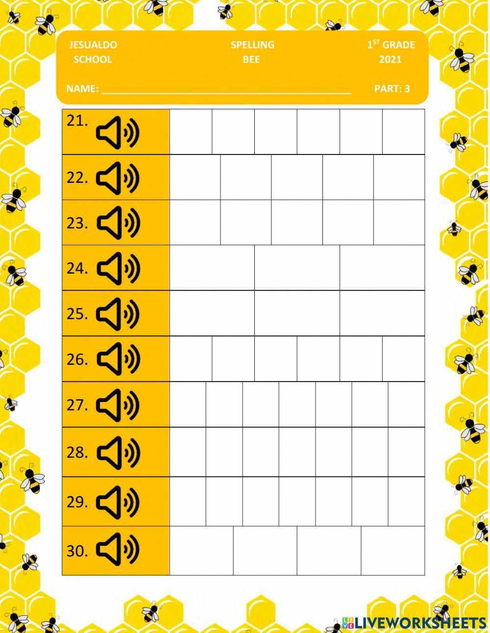 1st Grade Spelling Bee Part 3